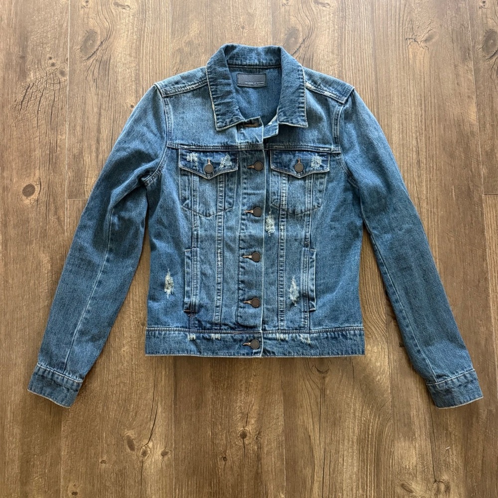 Articles of Society Denim Jacket Blue Distressed Owens Wash Womens Small